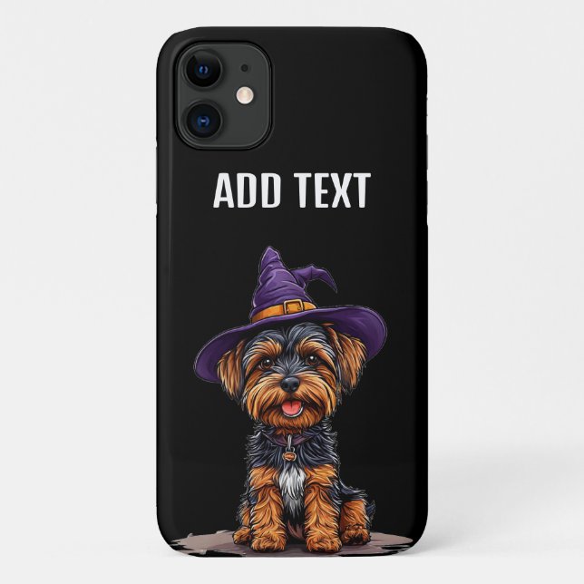 Capa Para iPhone 11 Cachorro Alegre de Halloween Usando um Chapéu de B (Verso)