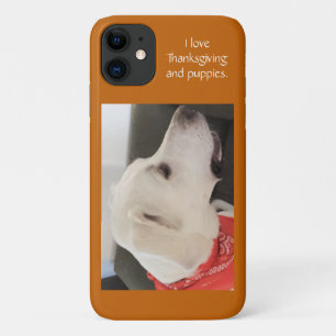 Capa Para iPhone 11 Cachorro Branco Bonito Vestindo Scarf Ação de Graç