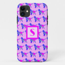 Capa Para iPhone 11 Cachorro Cachorro Cachorro Rosa Monograma