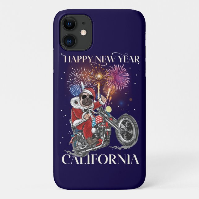 Capa Para iPhone 11 Cachorro Conduz Moto À Califórnia (Verso)