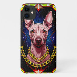 Capa Para iPhone 11 Cachorro de Vidro Arrejado com Fundo Estrelado