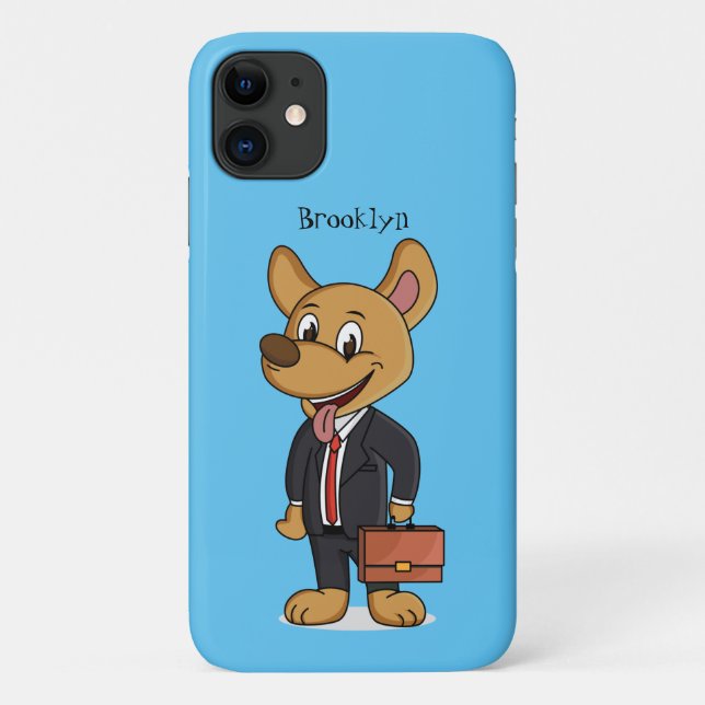 Capa Para iPhone 11 Cachorro engraçado vestindo desenho de terno (Verso)