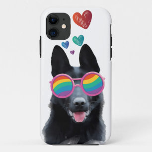Capa Para iPhone 11 Cachorro german shepherd com Dia de os namorados d