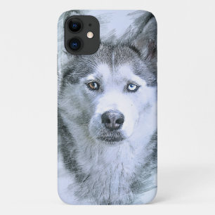 Capa Para iPhone 11 Cachorro Husky Siberiano Desenho Cachorro de Trenó