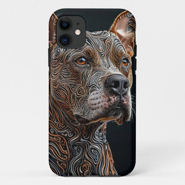 Capa Para iPhone 11 Cachorro Pitbull forte (Verso)