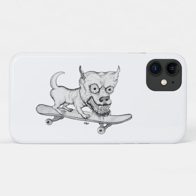 Capa Para iPhone 11 Cachorro Zombie, Meu Cachorro Adorável no skate (Verso (horizontal))