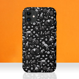 Capa Para iPhone 11 Cachorros Cães Gatos Aranhas Cachorros Esqueletos
