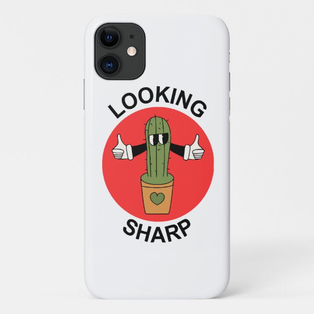 Capa Para iPhone 11 Cacto de Olhar Afiado Trocadilho (Verso)