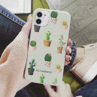 Capa Para iPhone 11 Cacto romeno e succulto adiciona seu nome