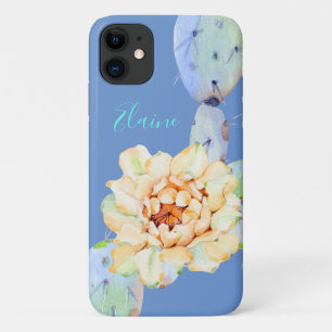 Capa Para iPhone 11 Cactus floresce flor do deserto cor de água pêsseg