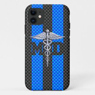 Capa Para iPhone 11 Caduceus do médico DM em listras vibrantes