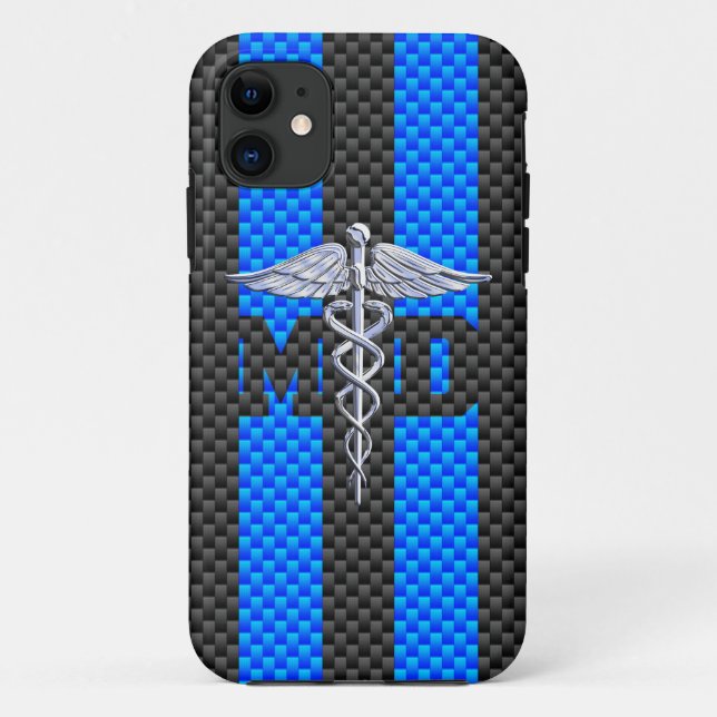 Capa Para iPhone 11 Caduceus do médico DM em listras vibrantes (Verso)