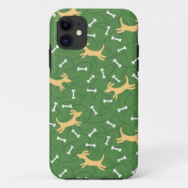 Capa Para iPhone 11 cães afortunados com fundo dos ossos (Verso)