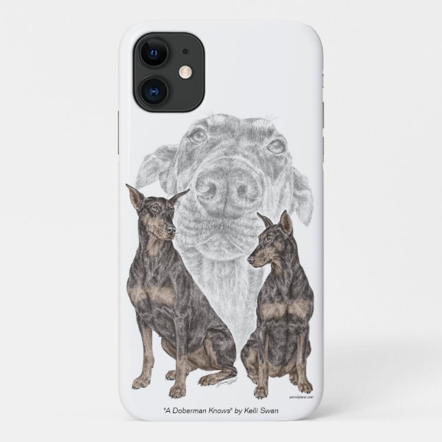 Capa Para iPhone 11 Cães Black e Tan Doberman (Verso)