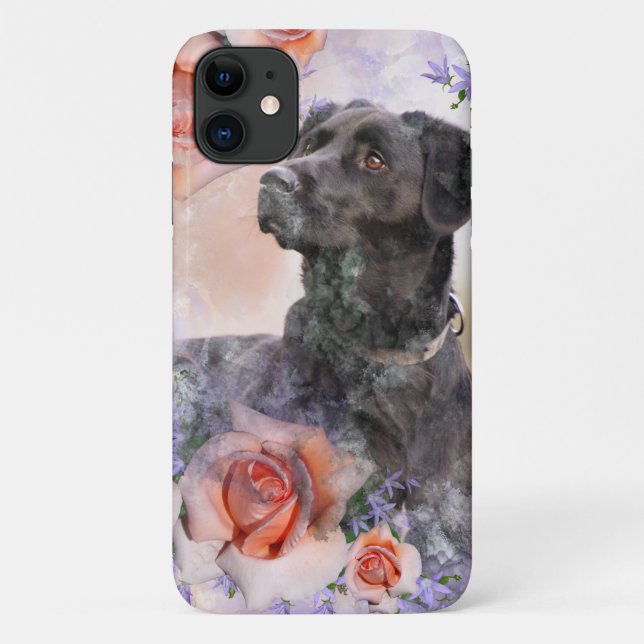 Capa Para iPhone 11 Cães com Rosas (Verso)