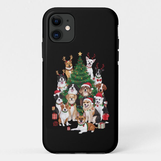 Capa Para iPhone 11 Cães de Natal Cachorro Feriado de Passado Mãe (Verso)
