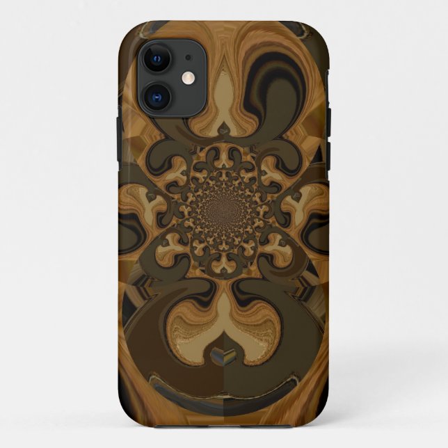 Capa Para iPhone 11 Café Castanho Fluido Caleidoscópio Impressão (Verso)