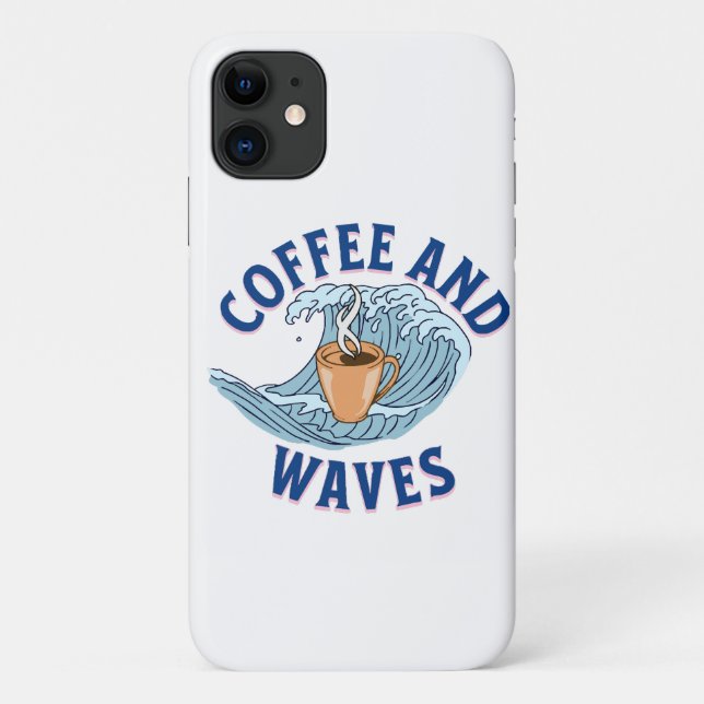 Capa Para iPhone 11 Café e Ondas (Verso)