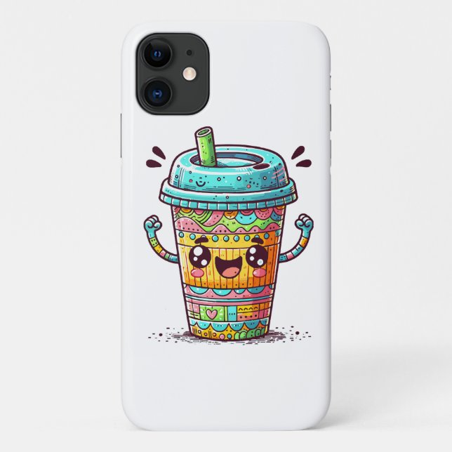 Capa Para iPhone 11 Café Kawai (Verso)