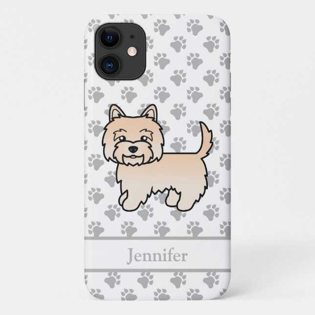 Capa Para iPhone 11 Cairn Terrier Creme Cachorro de Desenho Animado Fo (Verso)