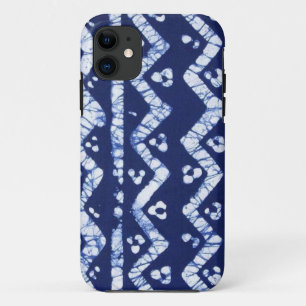 Capa Para iPhone 11 Caixa africana azul/branca do Batik