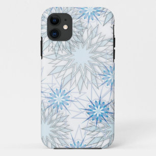 Capa Para iPhone 11 Caixa azul e branca do floco de neve abstrato do