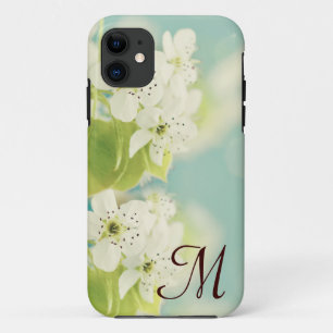 Capa Para iPhone 11 Caixa branca do monograma IPHONE 5 da flor da flor