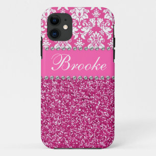 Capa Para iPhone 11 Caixa cor-de-rosa & branca do cristal de rocha do