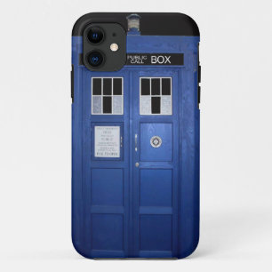 Capa Para iPhone 11 Caixa de chamada azul da polícia (foto)