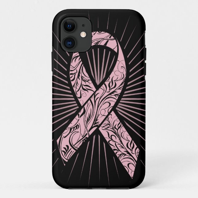 Capa Para iPhone 11 Caixa estilizado da fita da consciência do cancro (Verso)