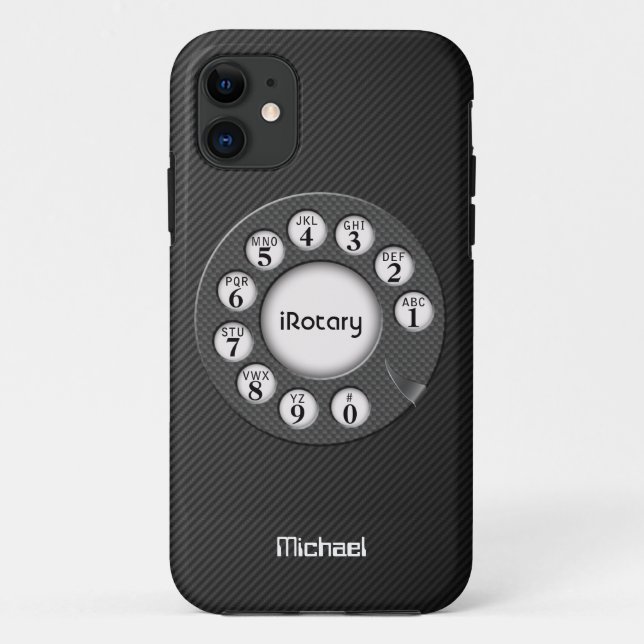 Capa Para iPhone 11 Caixa giratória retro da fibra do carbono (Verso)