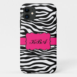 Capa Para iPhone 11 Caixa iPhone5 Monogrammed da listra da zebra & do