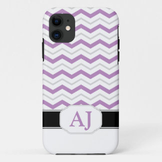 Capa Para iPhone 11 Caixa iPhone 5 do Monograma de cinza e Purple Chev