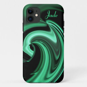 Capa Para iPhone 11 Caixa no iPhone 5 do Coração Verde abstrato *Perso