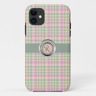 Capa Para iPhone 11 Caixa Pastel do iPhone 5 do monograma da xadrez