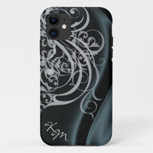 Capa Para iPhone 11 Caixa preta Rococo da seda do vintage mal lá