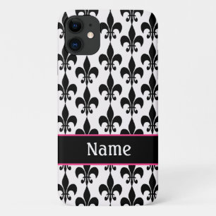 Capa Para iPhone 11 Caixa preto e branco do iPhone 5 da flor de lis