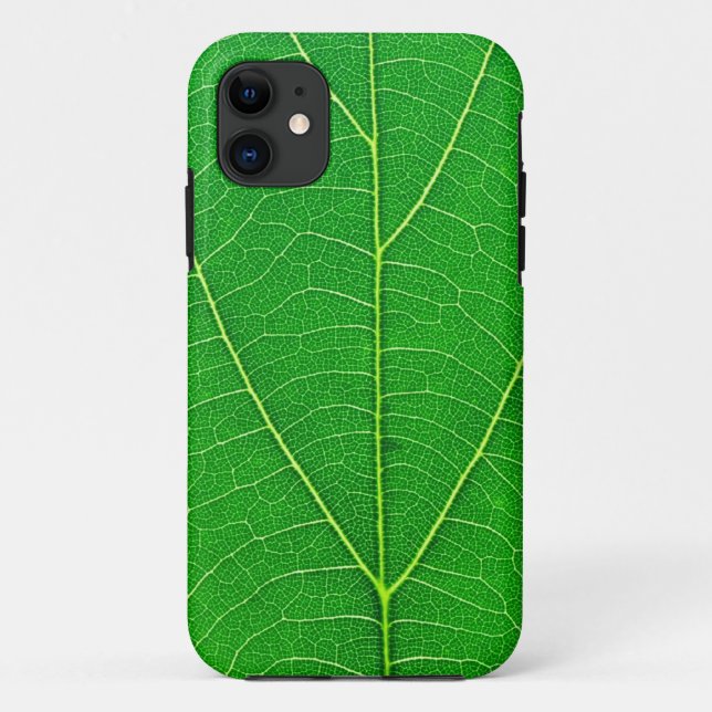 Capa Para iPhone 11 caixa verde da textura da folha da árvore da (Verso)