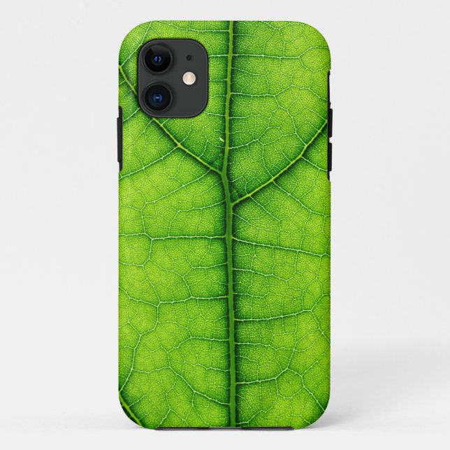 Capa Para iPhone 11 caixa verde da textura da folha da árvore da (Verso)