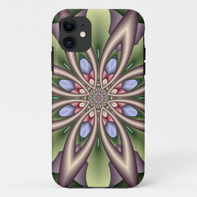 Capa Para iPhone 11 Caleidoscópio floral decorativo (Verso)