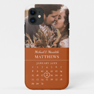 Capa Para iPhone 11 Calendário de Aniversário do Casamento outono Lara