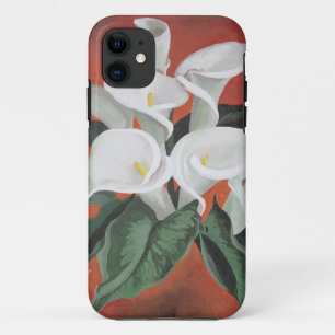 Capa Para iPhone 11 Calla Lily Em Um Fundo Vermelho