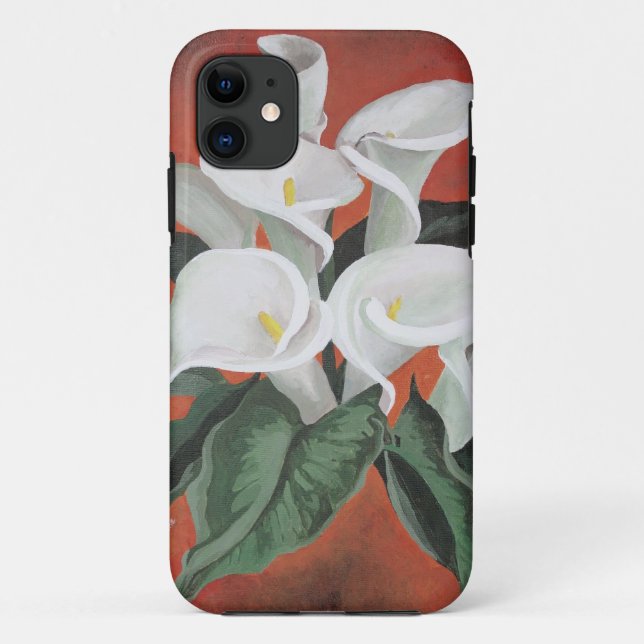 Capa Para iPhone 11 Calla Lily Em Um Fundo Vermelho (Verso)