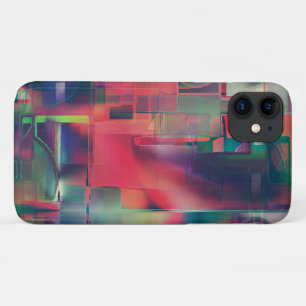 Capa Para iPhone 11 Camadas verdes e vermelhas de imagem e um tom leve