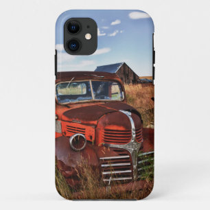Capa Para iPhone 11 Caminhão Dodge laranja enferrujado com fazenda aba