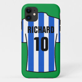 Capa Para iPhone 11 Camisa de futebol em faixas azuis e brancas