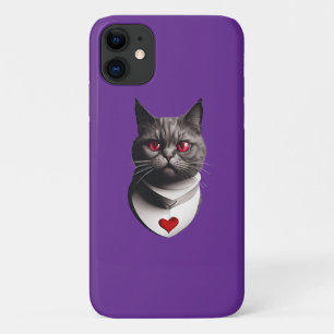 Capa Para iPhone 11 Camisa do Gato Mal-Humorado com Olhos Vermelhos e