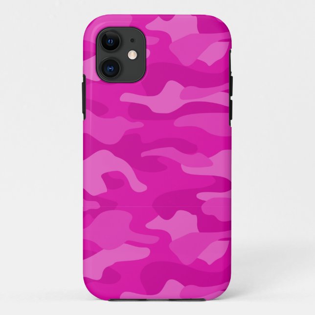 Capa Para iPhone 11 Camo cor-de-rosa chocante (Verso)