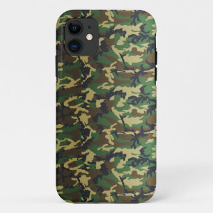 Capa Para iPhone 11 Camo Woodland Padrão Escuro