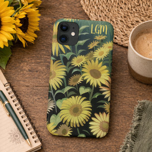 Capa Para iPhone 11 Campo de Aquarela de Flores Amarelas